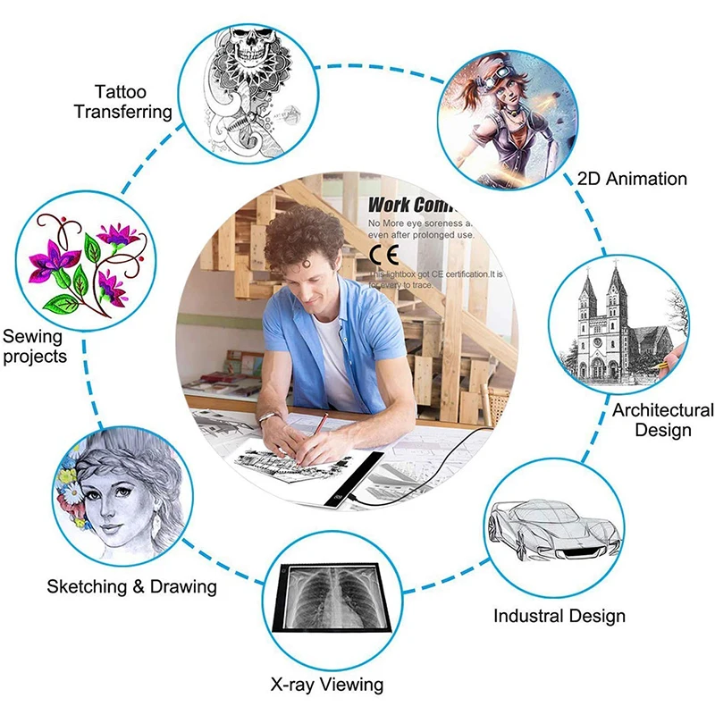 Almofada de Luz para Pintura Caixa de Luz Stepless Escurecimento Led Diamante Artcraft Rastreamento Digital Comprimidos Desenho Tablet a5 - a4 a3 a2 18 Computador e Escritório