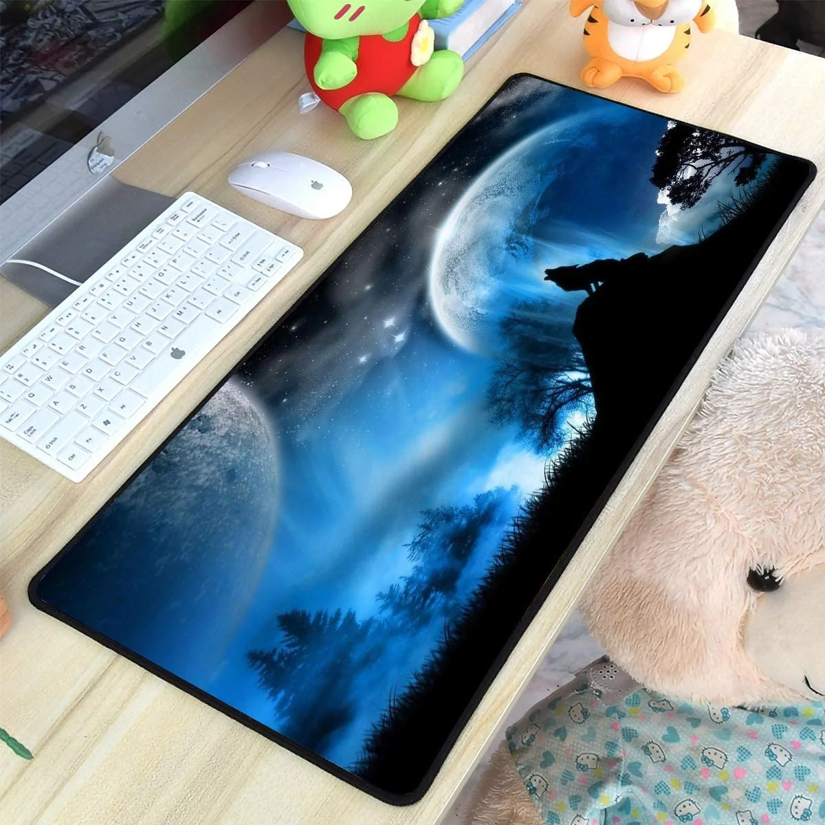 Коврик для мыши XXL HD коврик клавиатуры настольные коврики Moon And Wolf геймеров