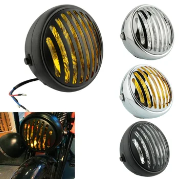 

Motorcycle 6.5" Bullet Style Headlight For Harley Cafe Racer Yamaha Triumph Scrambler Custom Vintage Grille Cover Headlamp