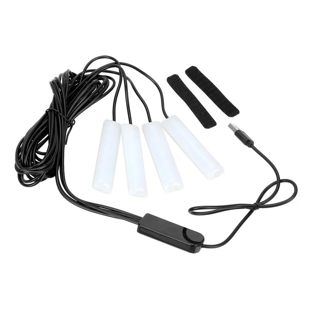 LEEPEE 4 шт. автомобильный СВЕТОДИОДНЫЙ торшер напольная полоска для ног свет Bluetooth приложение звук музыка управление Авто атмосферные лампы RGB декоративная лампа - Испускаемый цвет: USB Lighter Adapter