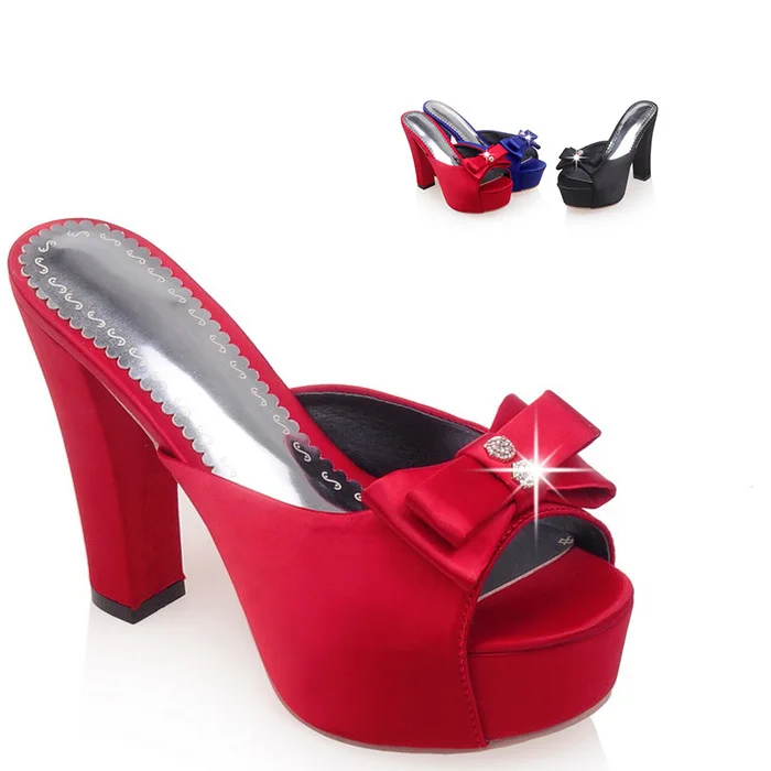 

Chunky-Heel Shoe High Heel Shoes Korean-style Bow Slipper 3233 WOMEN'S Shoes Open-toed Shoes Outdoor Sandals 404142 Yards