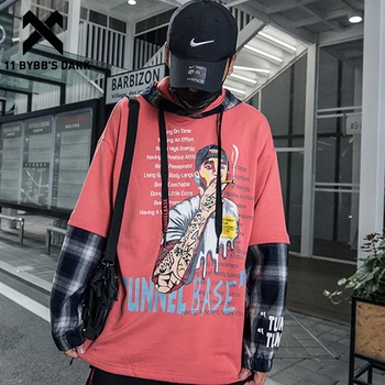 

11 BYBB'S DARK Smoking Printed Patchwork Men Hoodies 2019 Harajuku Streetwear Hooded Sweatshirts Casual Cotton Hip Hop Pullovers