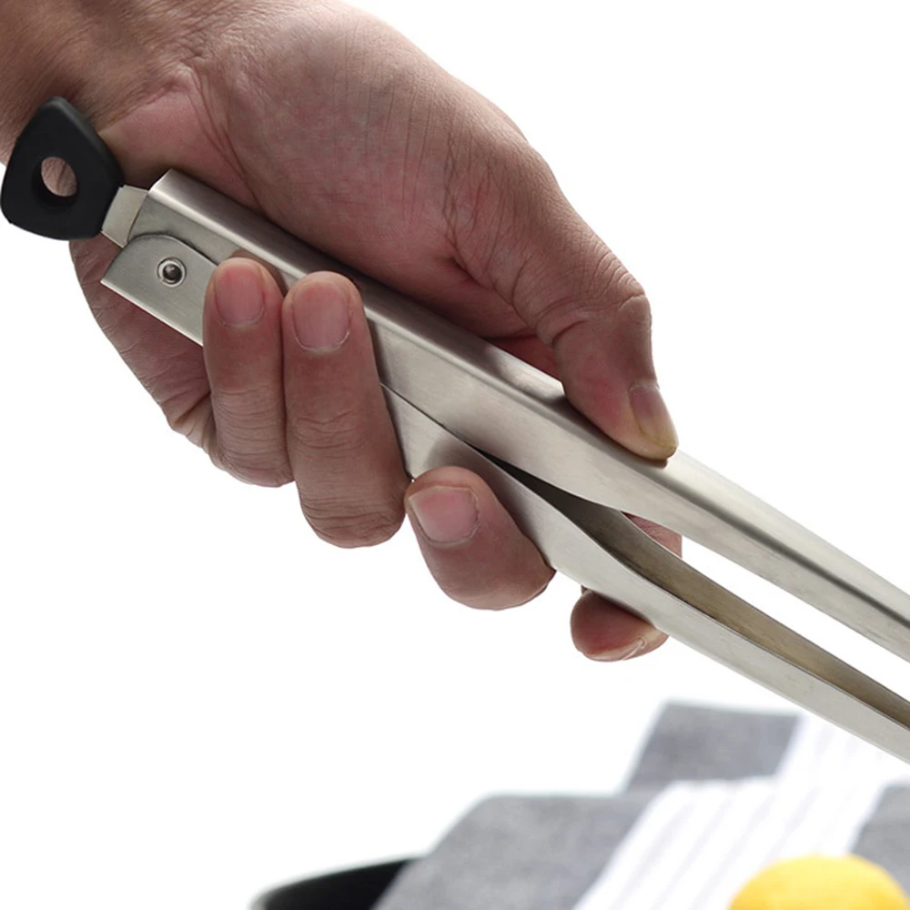1pc High quality kitchen pointed food clip stainless steel steak toast BBQ food clip thickening anti-boiling multi-function clip