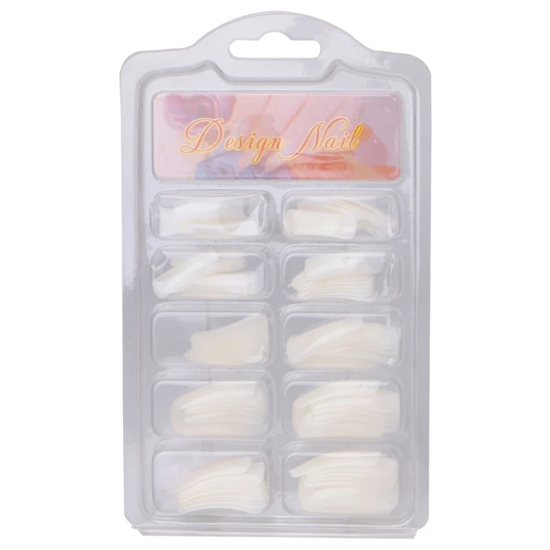 

100Pcs Natural/Clear French Acrylic False Nail Art Fingernail Full/Half Tips Box X7YB