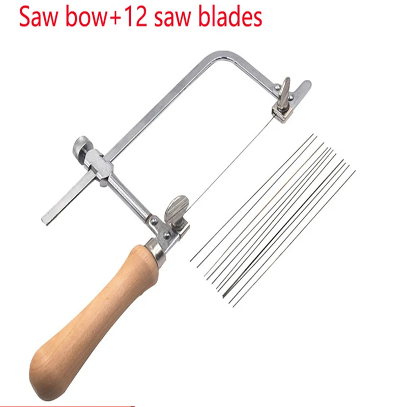 Mini Saw Bow 12 Saw Blades Steel Professional Adjustable Hand for Wood Jewelry Tool Cutting Kit DIY Woodworking Tools Saws