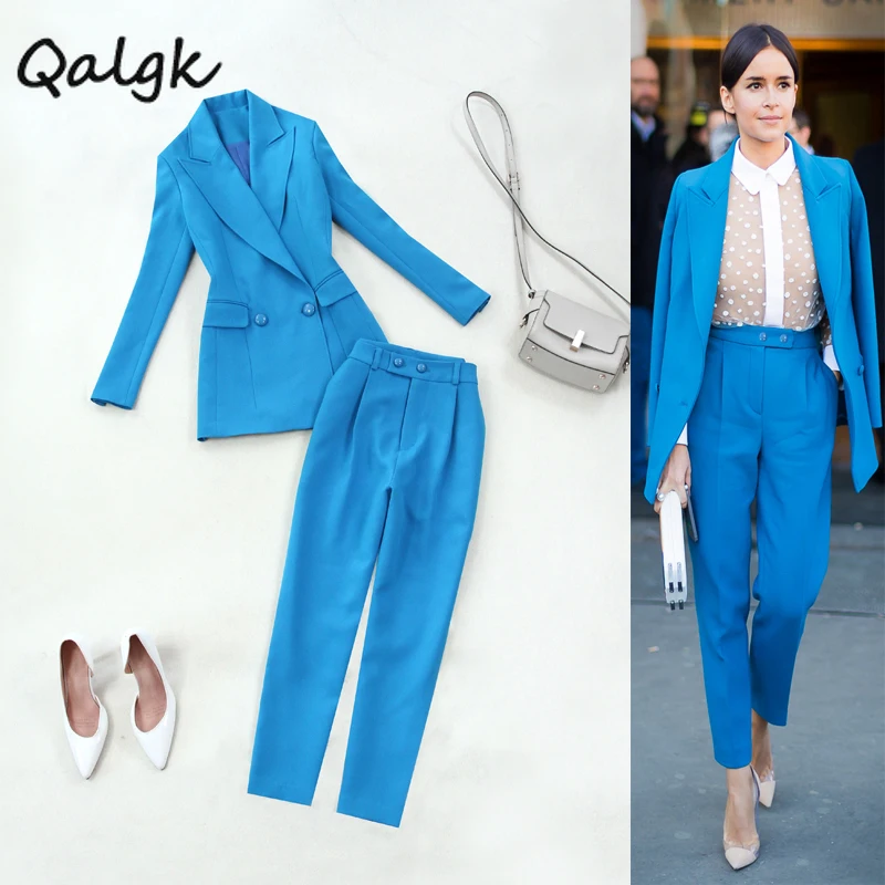 

Large size women's jacket set female 2019 autumn and winter and summer suit wide leg pants two sets of temperament loose clothes