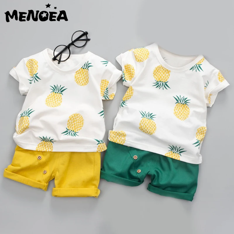

Menoea Boys Clothes Sets Baby Summer Clothes Fashion Cotton Printed Fruit Casual Suit for Boy Girls T-Shirt + Shorts Suit 2pcs