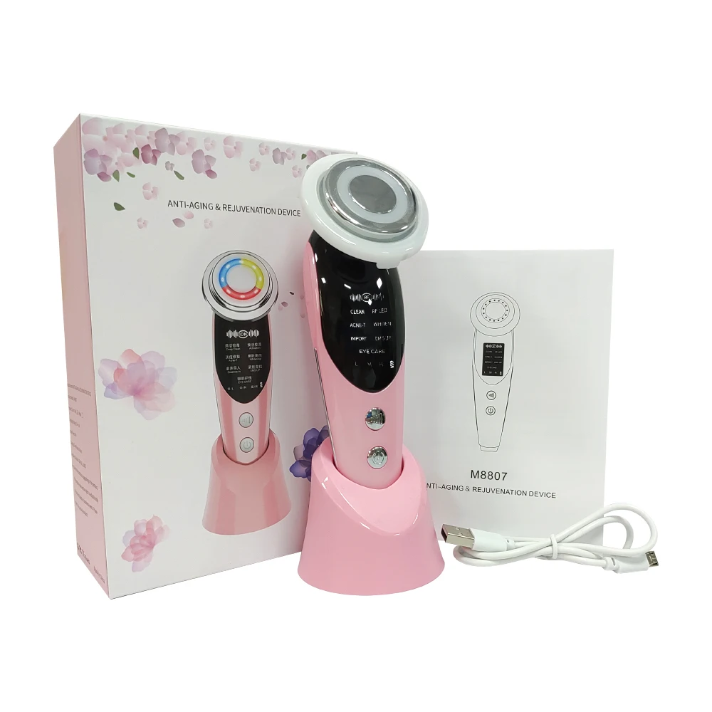 Appareil de lifting du visage 7 en 1, EMS RF, micro-courant, rajeunissement de la peau, masseur Facial, thérapie à la lumière, Anti-vieillissement, Anti-rides, appareil de beauté 8