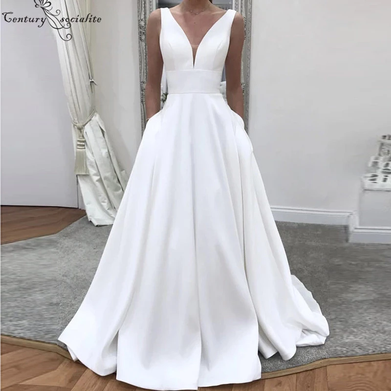 V neck v back wedding dress Clearance