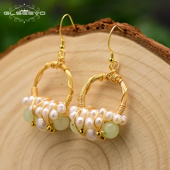 

GLSEEVO Original Design Natural Fresh Water Pearl Dangle Earrings For Women Gifts Drop Earrings Luxury Handmade Jewelry GE0670
