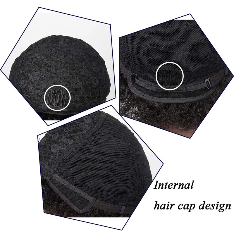 Short Human Hair With Bangs Wigs Brazilian Human Hair 100% Remy Extension Afro Wig For Black/White Women
