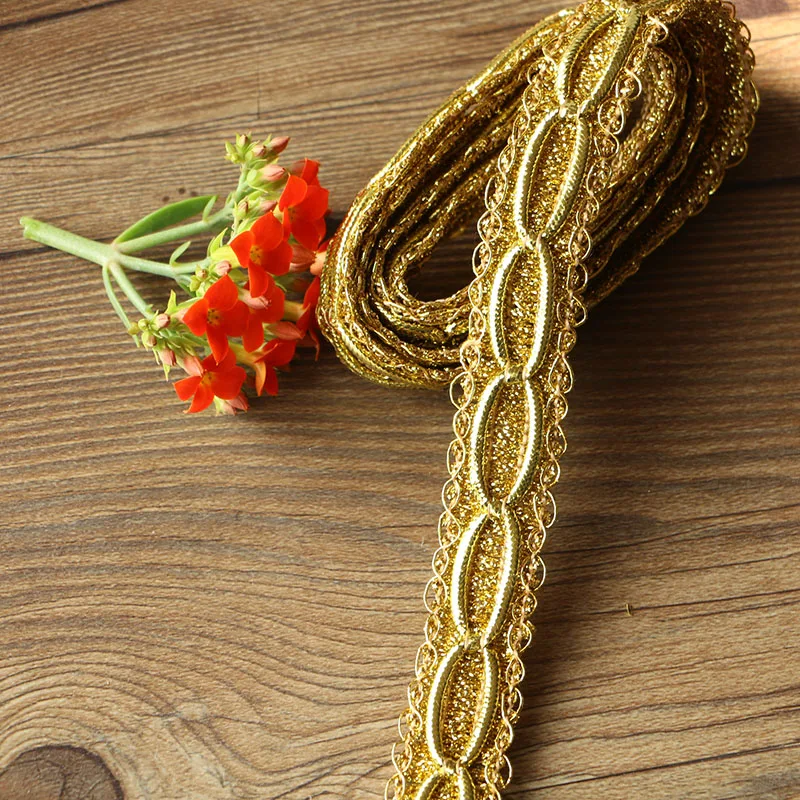 10 ярдов золотой код модные DIY золотые кружевные вязаные узоры изысканные