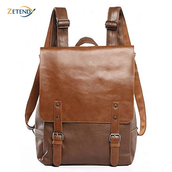 

Men Vintage PU Leather Backpack Business Bag Fashion Trend Anti-theft Fashion Portable Laptop School Rucksack Weekender Daypack