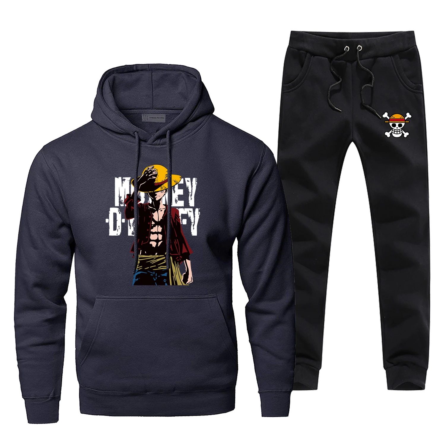 Classic Japanese Anime One Piece Sweatshirt Hoodies Monkey D.Luffy Men's Hoodie+pants Sets Casual Winter Warm Fleece Sportswear Classic Japanese Anime One Piece Sweatshirt Hoodies Monkey D.Luffy Men's Hoodie+pants Sets Casual Winter Warm Fleece Sportswear