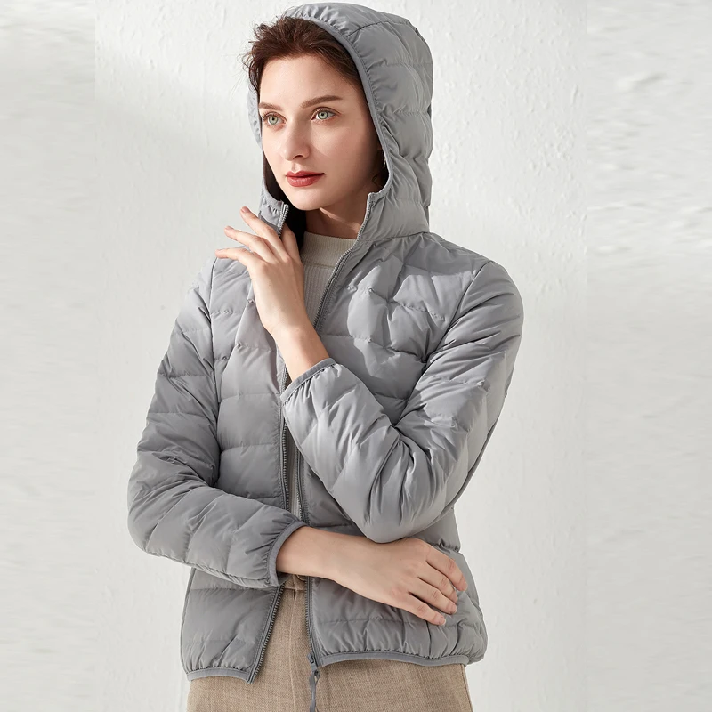 

2019 Ultra Light Down Jacket Winter Women Waterproof Jackets Warm Coat Hooded Parka Female Solid Portable Seamless Outwear