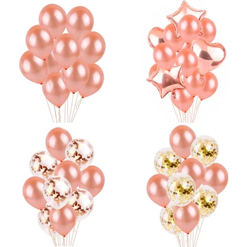 

Rose Gold Latex Balloon Wedding Birthday Party Decoration Adult kids 18 Inch Rose Gold Heart Satr Shape Globos Gift Supplies