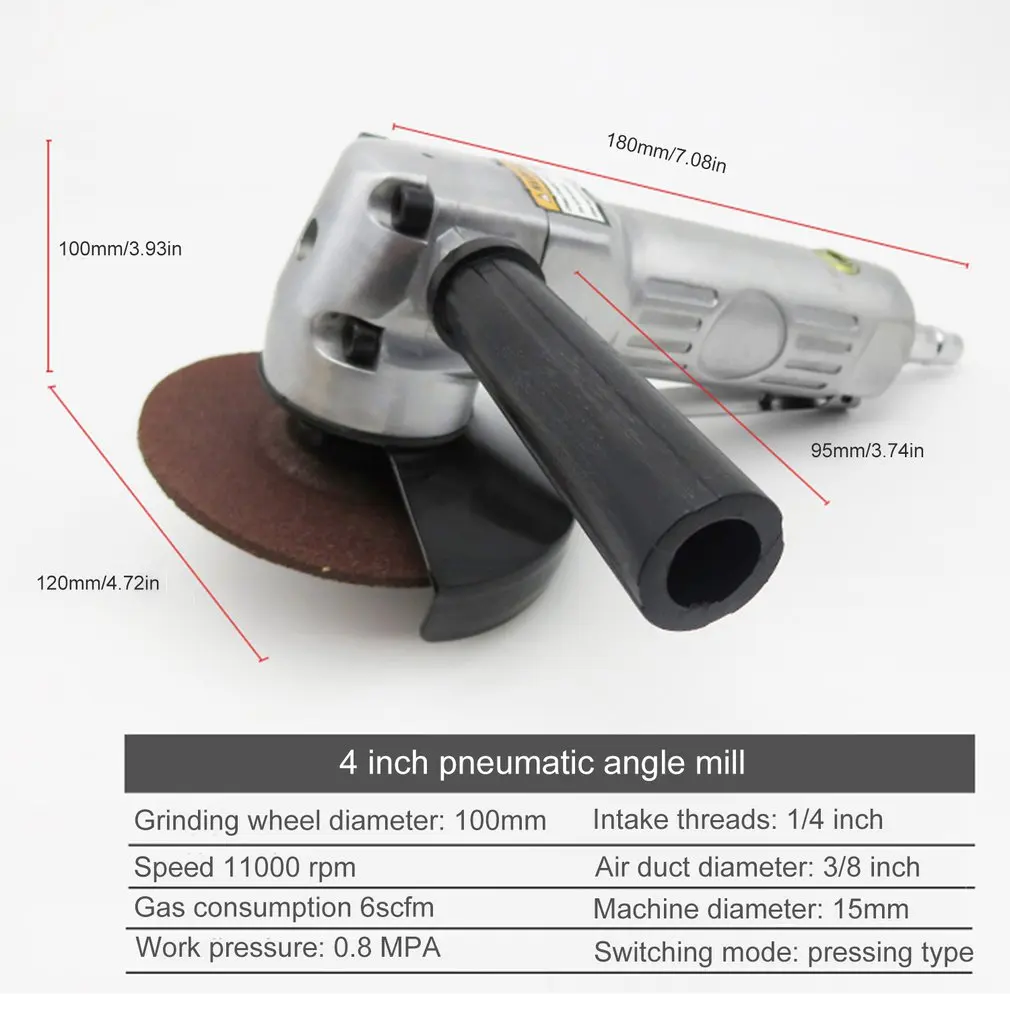 4 дюйма Пневматическая угловая шлифовальная машина 90 градусов Air шлифовальный станок пневматический резчик инструменты металлический для