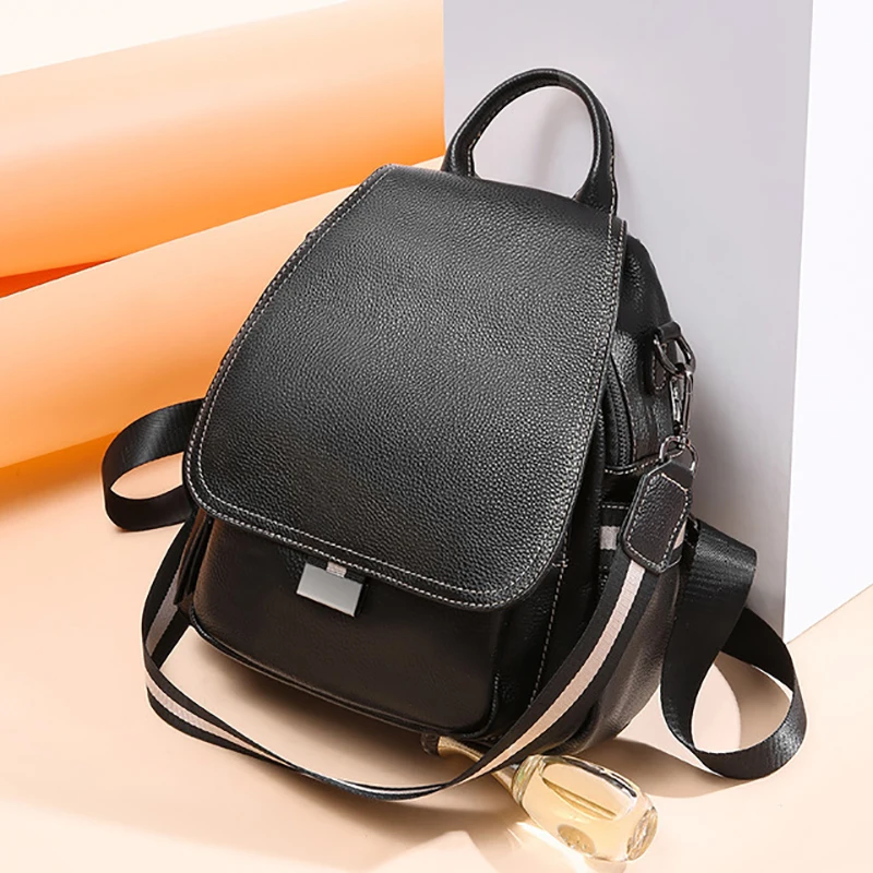 

Luufan Backpack woman 2020 new fashion simple cowhide bag woman backpack bag shoulder bag dual purpose genuine leather backpack