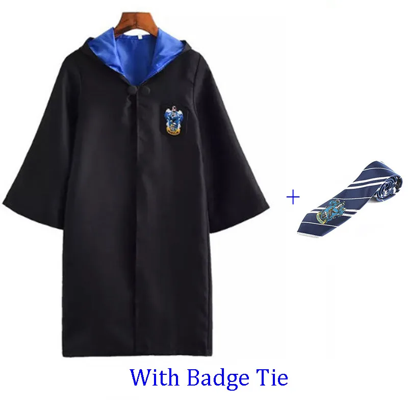 Ravenclaw Badge Tie Костюмы для косплея, костюмы Поттера, волшебный халат, плащ, костюм Хогвартс, Униформа, плащ Гриффиндор Слизерин, Рейвенкло, хаффлпуф, Хэллоуин - Цвет: Ravenclaw Badge Tie