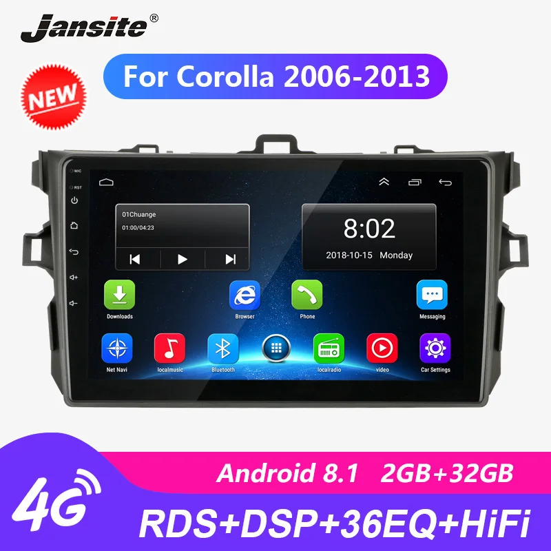 Jansite RDS 9 &quotАвтомагнитола Android для Toyota Corolla 2006 2013 DSP сенсорный экран gps навигация