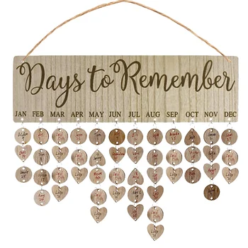 

Wooden Calendar Hanging DIY Calendar Pendant Reminder Board Plaque Craft Gift Hanging Decoration for Home Living Room Bedroom