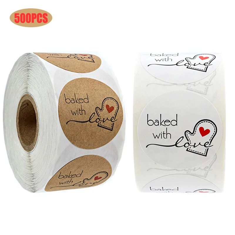 

Baking Labels Paper Sticker Cake Decor Tags Wedding Christmas Material Shape Day Personalized 500pcs/roll Baked with Love