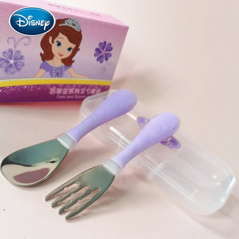 Disney Детские Мультяшные, из нержавеющей стали чаша 316 набор ложек и вилок посуда для детей платье принцессы с Микки-Маусом