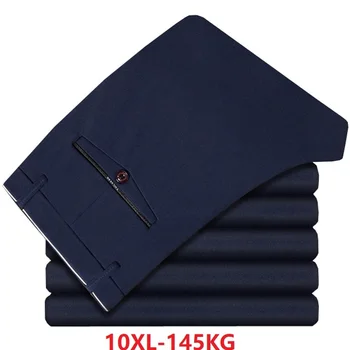 

men simple suit pants autumn Straight pants formal Trousers large size big 8XL 9XL 10XL man male navy blue suit pants black