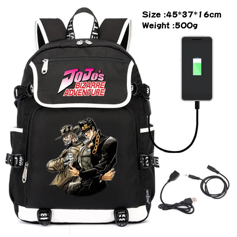 Mochila escolar de Anime JoJo's Bizarre Adventure, Dio, Jotaro, Kujo, Joe,  Bucciarati, con USB|Mochilas| - AliExpress