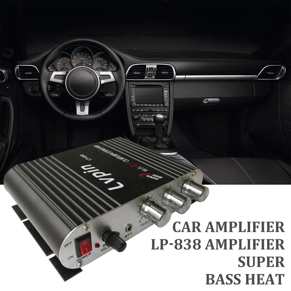  Lepy LP-838 Power Car Amplifier Hi-Fi 2.1 MP3 Radio Audio Stereo Bass Speaker Booster Player for Mo