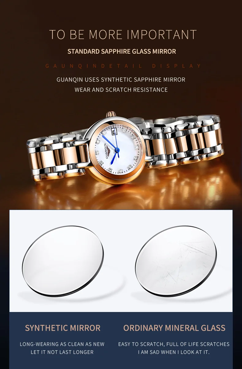 GUANQIN Women watch Elegant dress luxury Pearl dial waterproof watch Montre Femme ladies fashion quartz watch Relogio Feminino