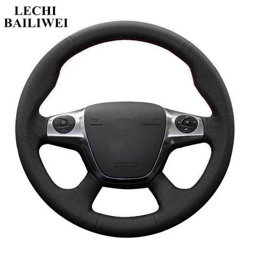 Чехол для руля автомобиля KUGA Escape 2013 2016 Ford Focus 3 2012 2014 из натуральной кожи|Чехлы на