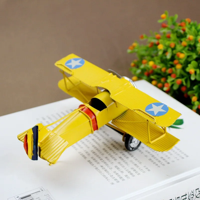 

Home Decorations Vintage Fighter Statuette Make Old Metal Airplane Model Statue Classic Fighter Crafts Cafe Bar Decoration Antiq