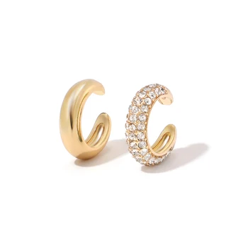 2021 New Fashion Pearl Ear Cuff Bohemia Stackable C Shaped CZ Rhinestone Small Earcuffs Clip Earrings for Women Wedding Jewelry 16