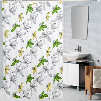 

Thickened Flower Pattern Shower Curtain Waterproof Mold Proof Punch-free Bathroom Partition Curtain