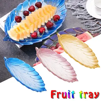 

Fashion Fruit Plate Dish Leaf Shape Crystal Candy Trinket Dish Jewelry Fruit Serving Tray Storage Plate Crockery Tableware