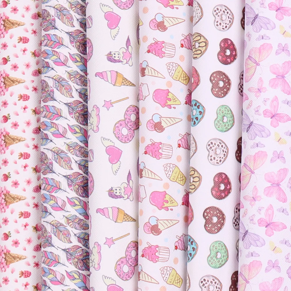 Искусственная виниловая кожа Cheerbows 22*30 см с принтом в виде сердца и листьев на