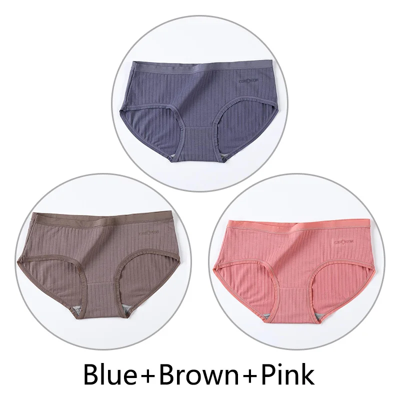 Blue Brown Pink M-4XL трусики большого размера женские мягкие хлопковые женские трусы большого размера Графен антибактериальные промежность нижнее белье Высокая талия однотонное белье Новинка - Цвет: Blue Brown Pink