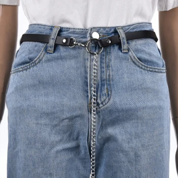 

Fashion 2020 Women Punk Chain Belt Hip Hop Tassel Trousers Silver Chain With Belts For Pants Leather Buckle Belt