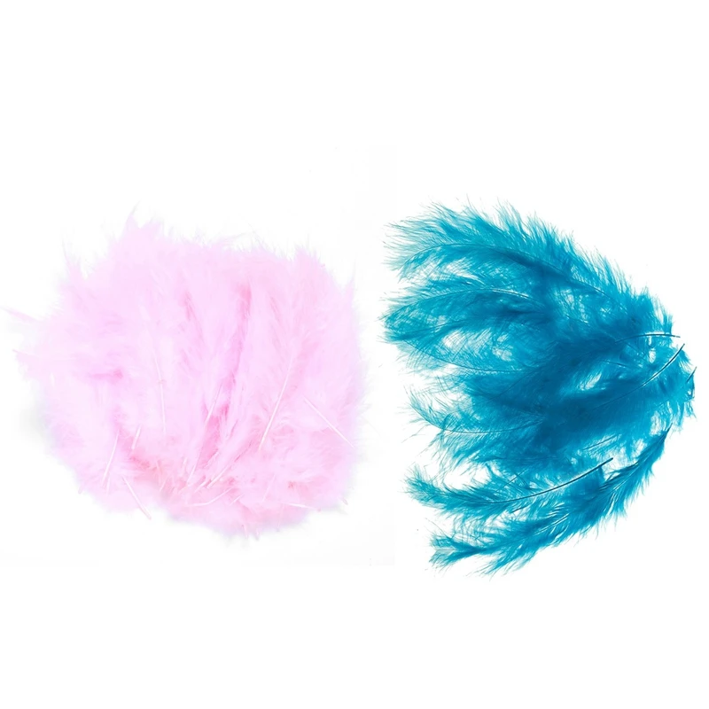200Pcs Fluffy Marabou Feathers Party Wedding Trimming Decor DIY 8-15 Cm Lake 100Pcs Blue 100Pcs Pink