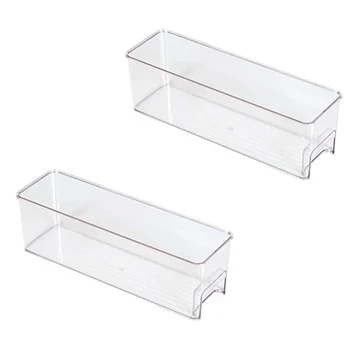 

Narrow Refrigerator Organizer Bins Clear Storage Bin with Handle-Kitchen Containers Organizer Drawers 14inch Long 2 Pack