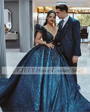 

Luxury Ball Gown Wedding Dress O Neck Bridal Shining Beading Sequin Tailing Formal Bridal Gowns