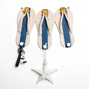 

Creative slippers door hook coat key wooden Mediterranean home living room decoration wall hook