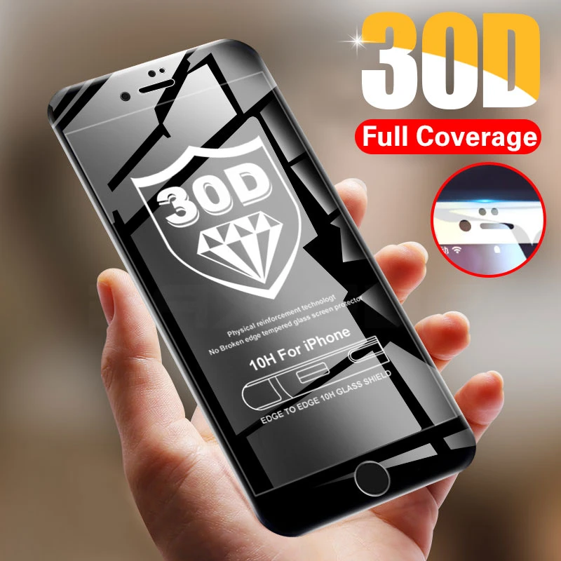 

30D Protective Glass on the For iPhone 6 6s 7 8 plus glass Full Cover iPhone 11 Pro X XS Max XR Screen Protector Tempered Glass