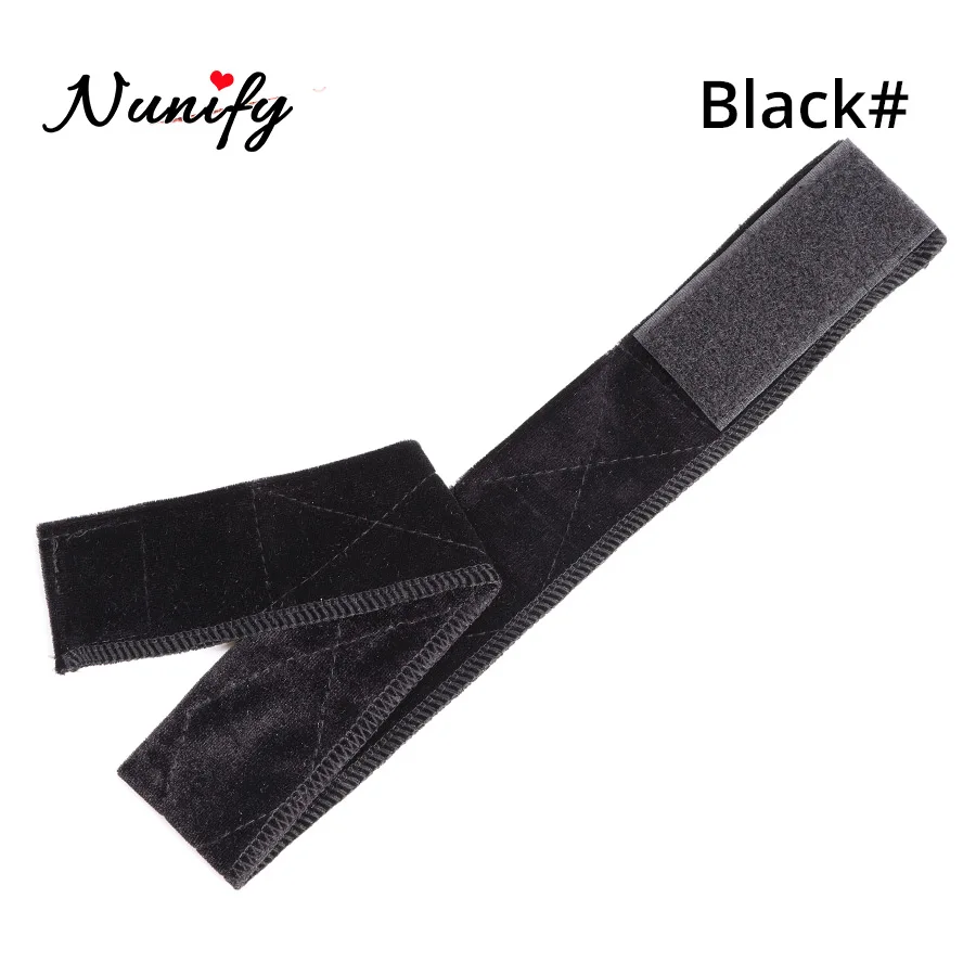 Black-1Pcs Nunify парик, эластичная лента, коричневый/черный/Блонд, ручная работа, не скользит, парик, зажим, лента с двусторонним бархатом, регулируемый парик, лента для волос - Цвет: Black-1Pcs