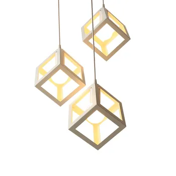 

Modern Simple Cube LED Pendant Light Suitable for Nordic Restaurant TV wall lighting Bar Corridor Balcony stairs hanging lamp
