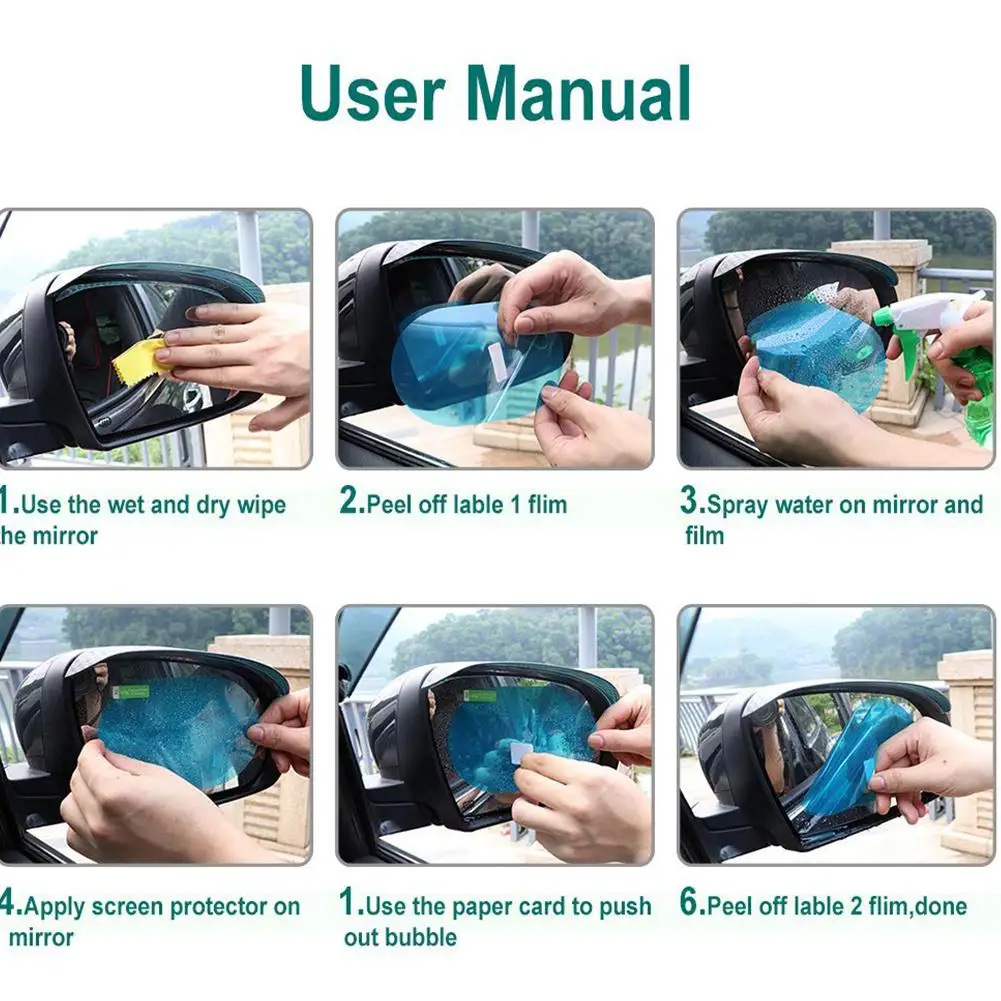 Car Mirror Window Clear Film Anti Fog Car Rearview Mirror Protective Film Waterproof Car Sticker