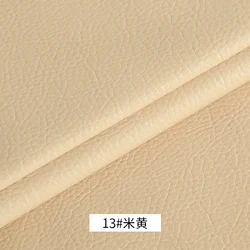 Litchi Textured PU Leatherette Fabric for Creative DIY Projects (13 Beige yellow)