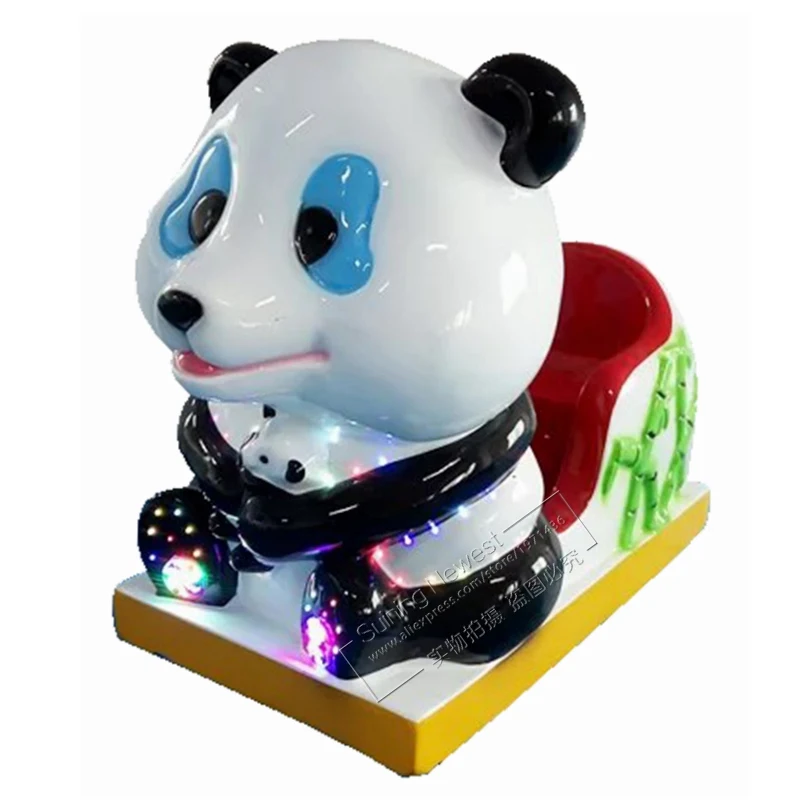 Guangzhou China Factory Indoor Coin Operated Amusement Arcade Game Music Swing Machine Panda Animal Fiberglass Kiddie Rides