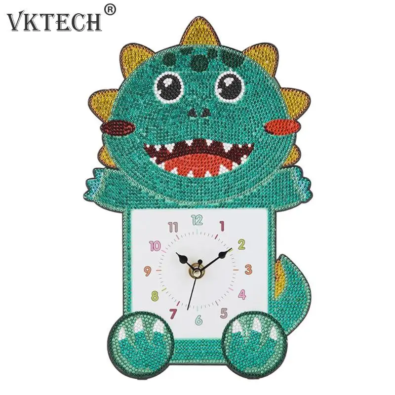 

DIY Crocodile Full Drill Diamond Painting Clock Diamond Embroidery Cross Stitch Wall Clock Mosaic Kids Room Home Decoration